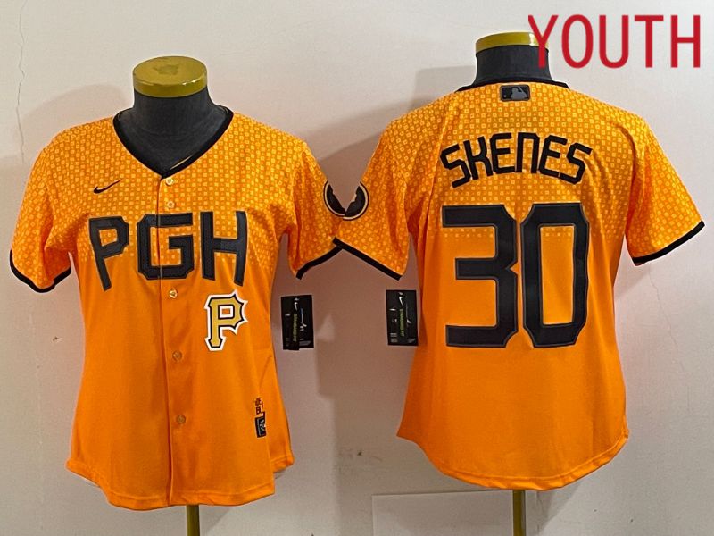Youth Pittsburgh Pirates #30 Skenes Yellow City Edition 2024 Nike MLB Jersey style 1->youth mlb jersey->Youth Jersey